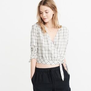 A&F Plaid Wrap-Front Top